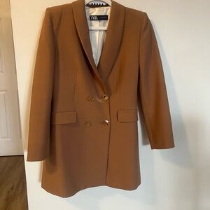 Zara Women's Brown Double-Breasted Blazer